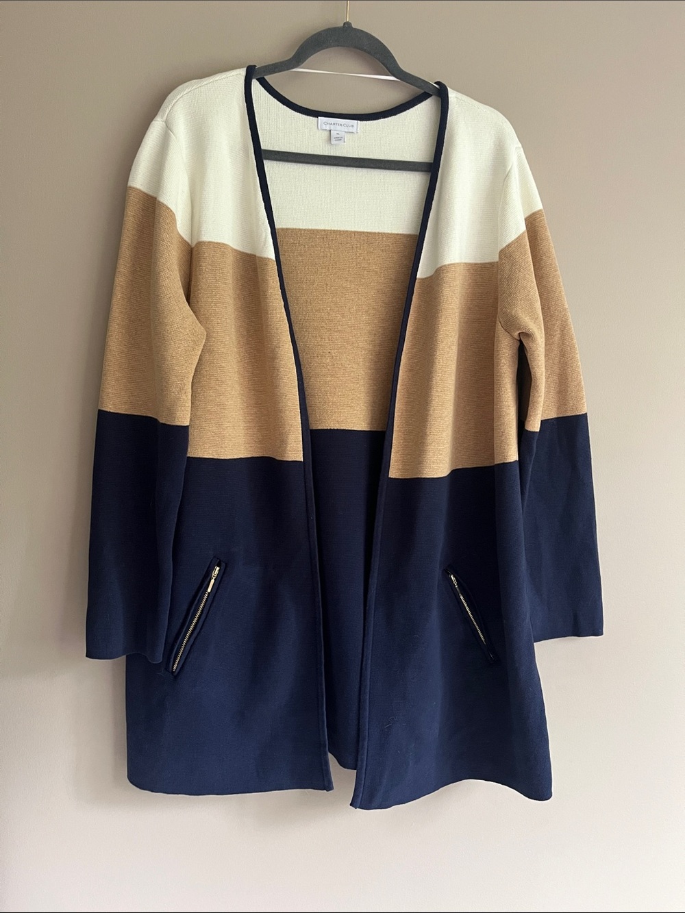 Charter Club Milano Cotton Colorblocked Cardigan